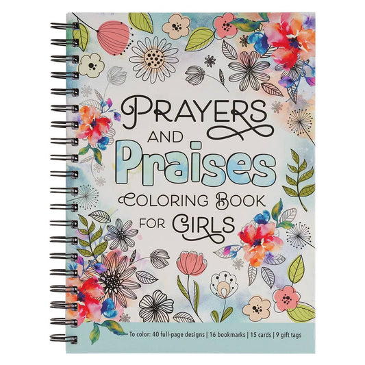 Prayers & Praises Coloring Book for Girls | Spiral Christian Coloring Book Ages 8–12
