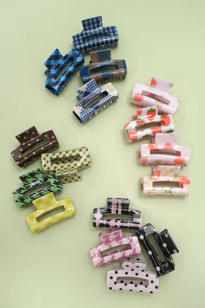 Sweet Check Mini Claw Clip Set | Checker & Strawberry Hair Clips
