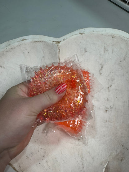 Glitter Spiky Squeeze Cube | Orange Sensory Fidget Toy