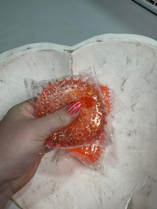 Glitter Spiky Squeeze Cube | Orange Sensory Fidget Toy
