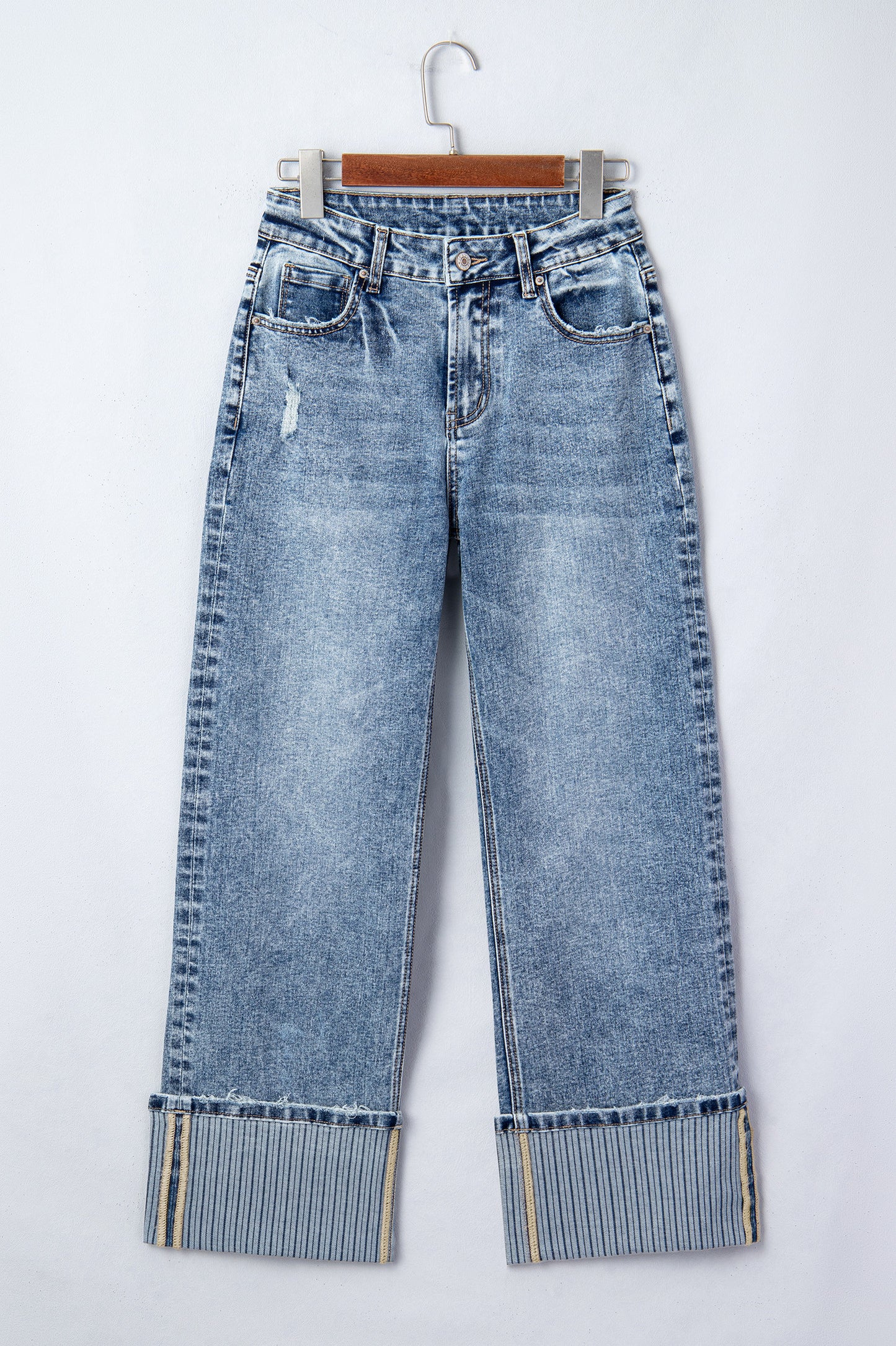 Ashleigh Cuffed Straight Leg Jeans – Relaxed Fit Wide Hem Denim