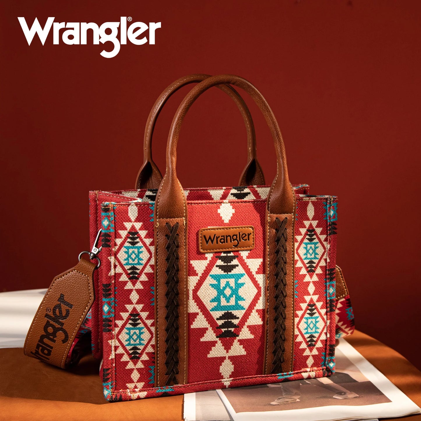 Wrangler Southwestern Print Small Canvas Tote/Crossbody