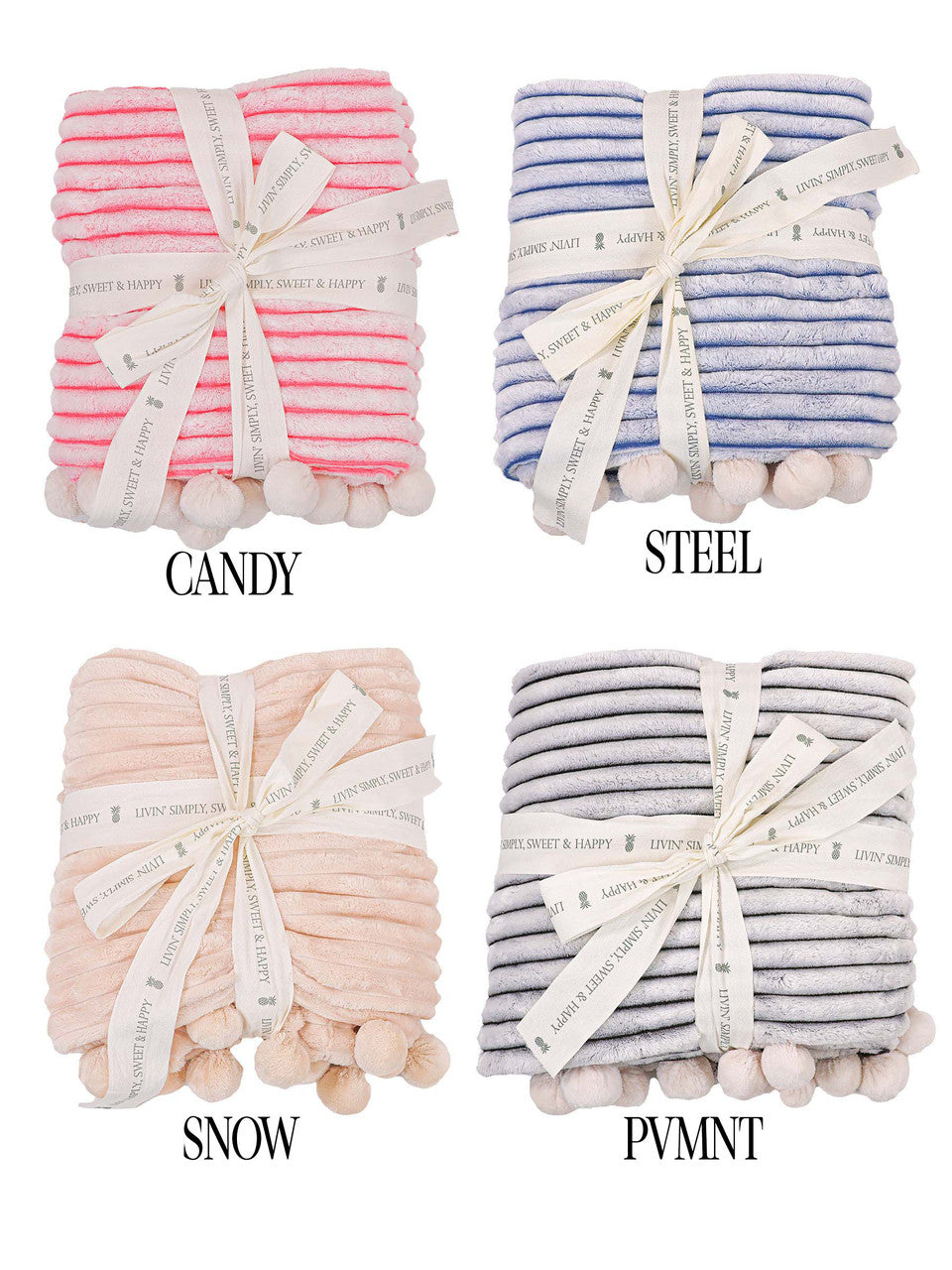 Simply Southern Luxe Throw Blanket w/ Pom Pots