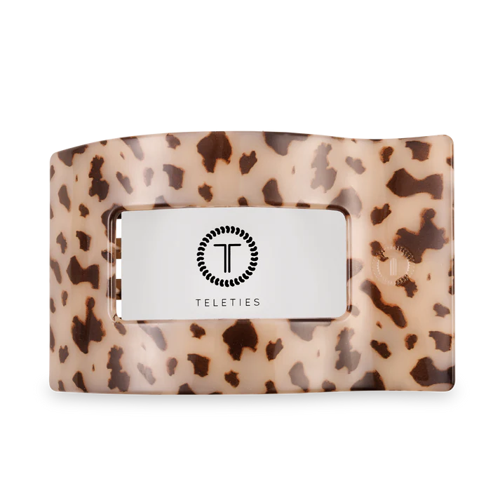 “TELETIES large flat rectangle clip for thick hair”

“No-snag hair clip with strong hold for long hair”

“Flat-back comfortable claw clip by TELETIES”

