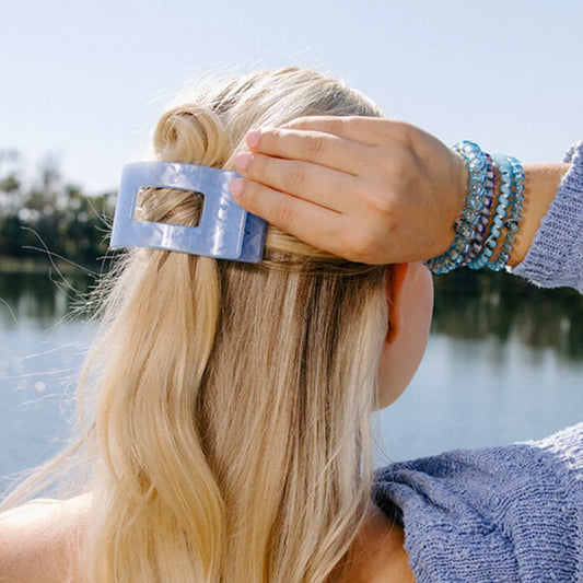 TELETIES Small Flat Rectangle Hair Clip – Strong Hold, No Snag