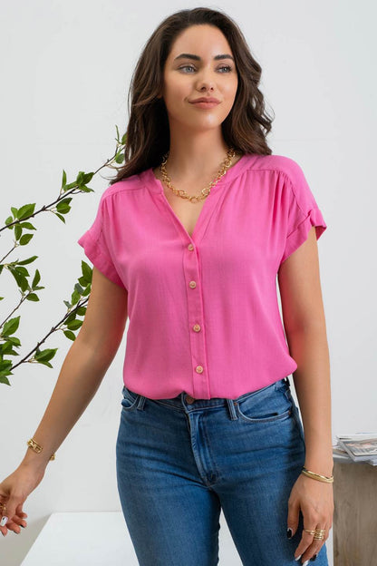Blu Pepper short roll sleeve button down shirt