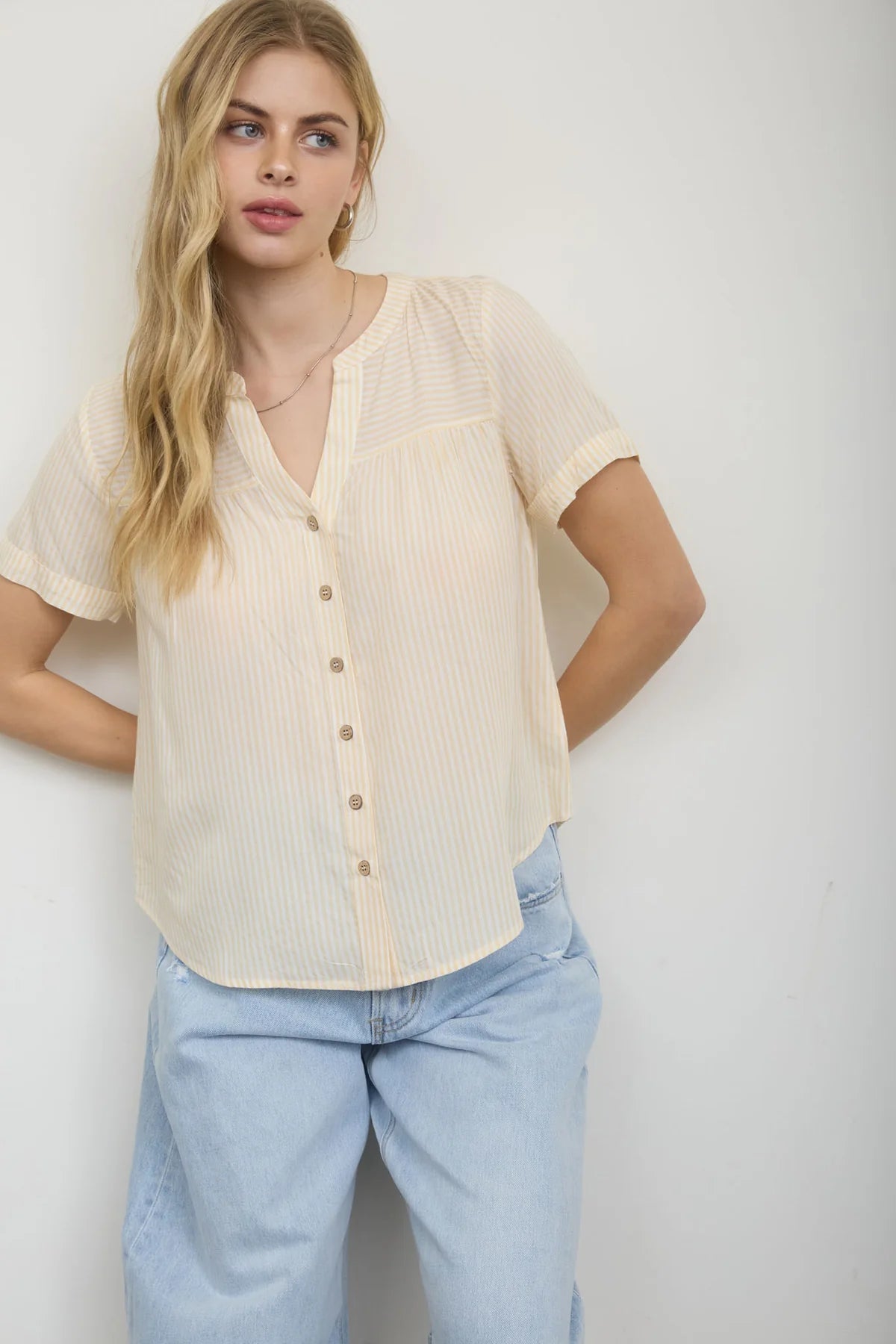 Sunbeam Stripe Button Down Top