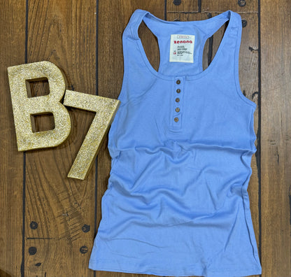 Zenana plus size ribbed tank top with button front