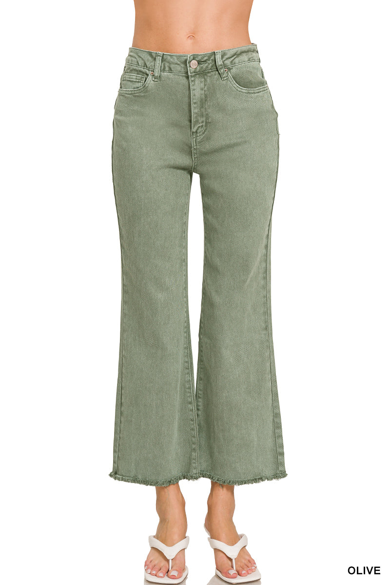 Acid Washed High Waist Bootcut Pants – Zenana Frayed Hem