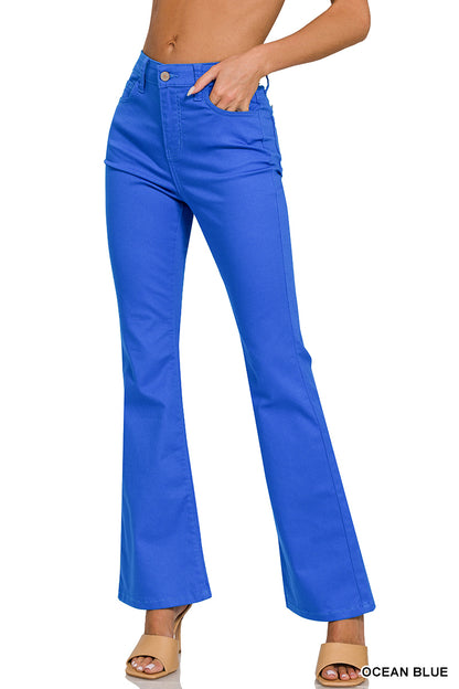 HIGH-RISE BOOTCUT COLOR DENIM PANTS Zenana