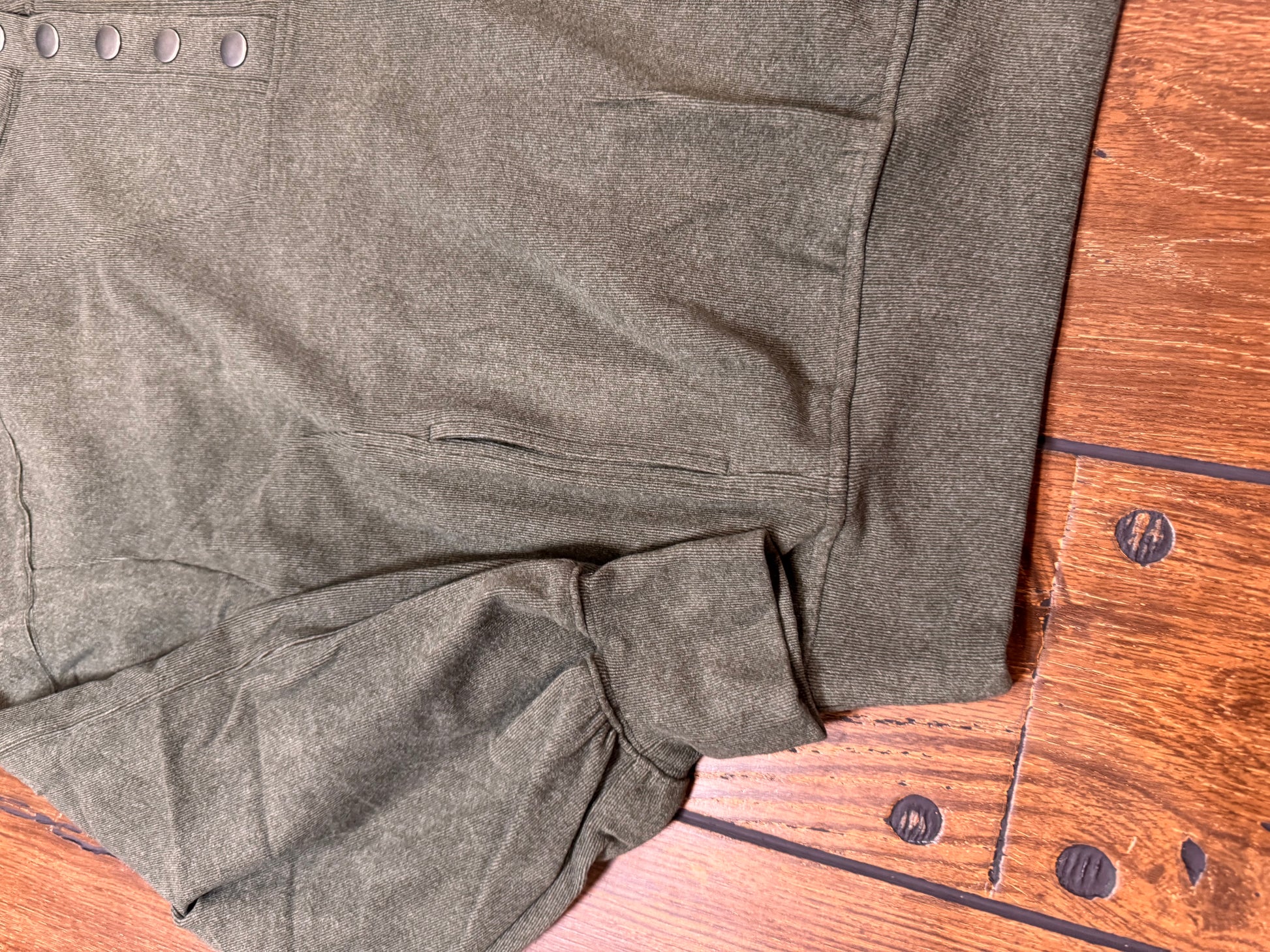 Rae Mode ribbed knit button‑down top styled with denim skirt