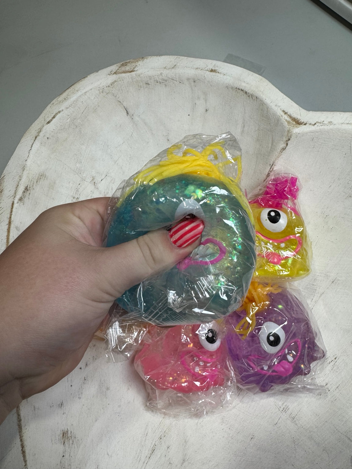 One-Eyed Glitter Monster Squeeze Toy | Colorful Sensory Fidget Monster
