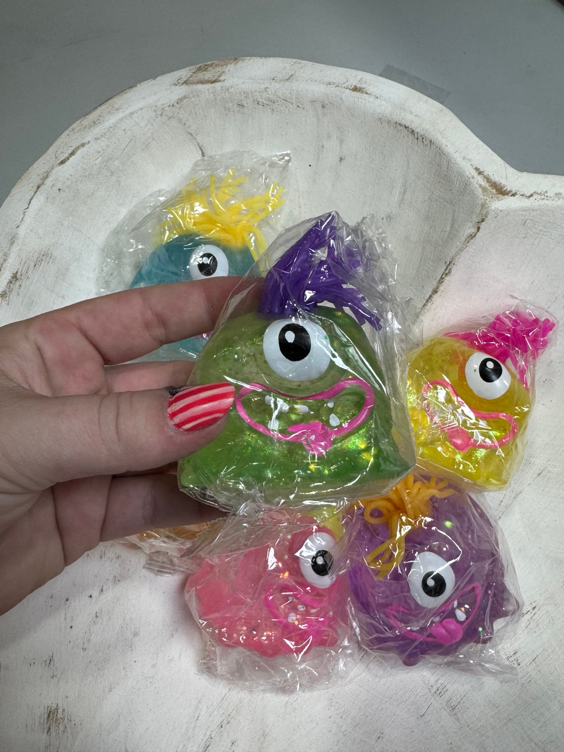 One-Eyed Glitter Monster Squeeze Toy | Colorful Sensory Fidget Monster