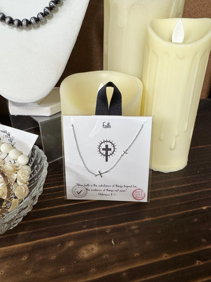 Faith Cross Station Necklace | Gold or Silver Dainty Cross Necklace