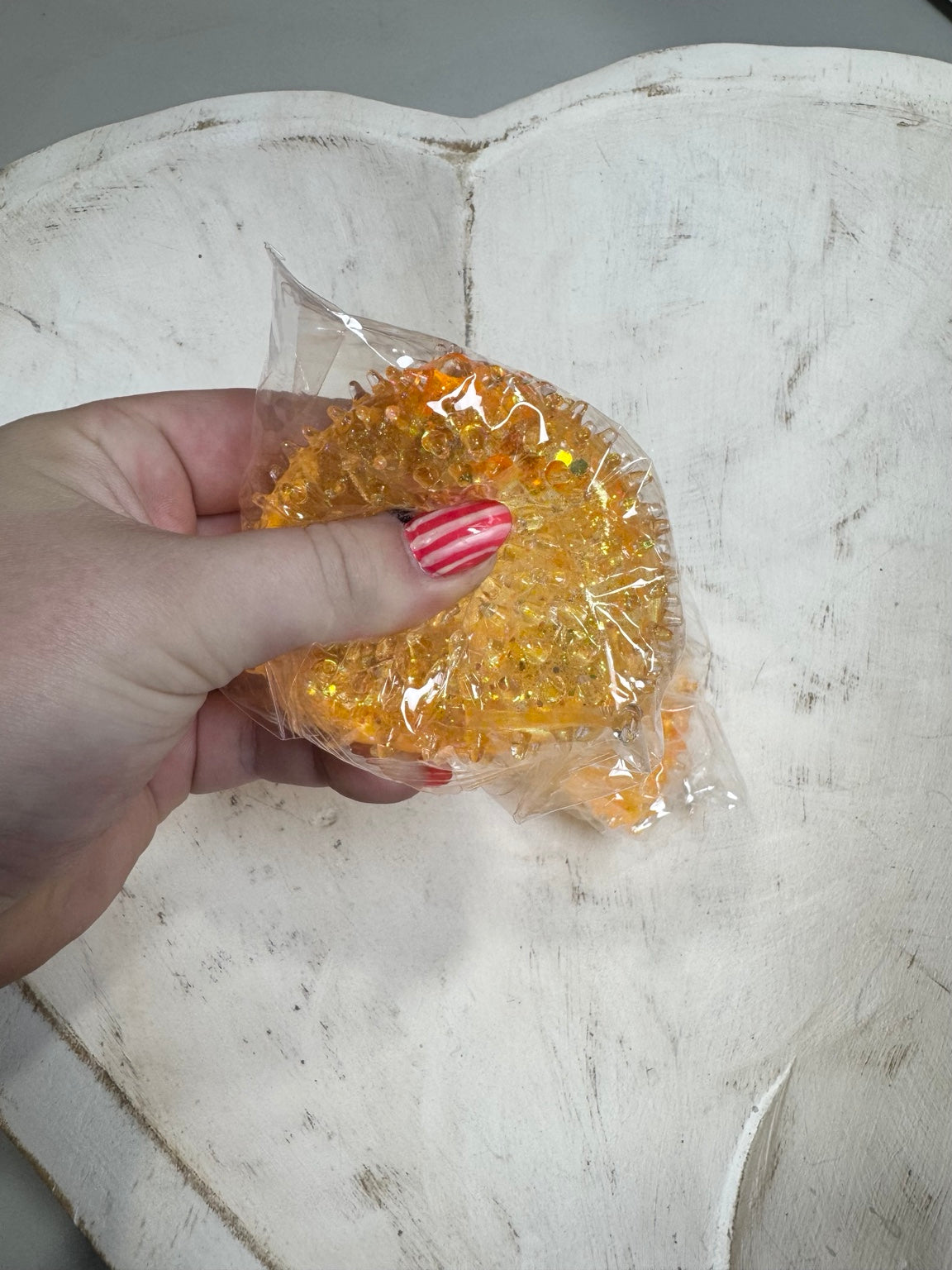 Glitter Crunch Triangle Fidget Toy | Orange Sensory Squeeze Toy