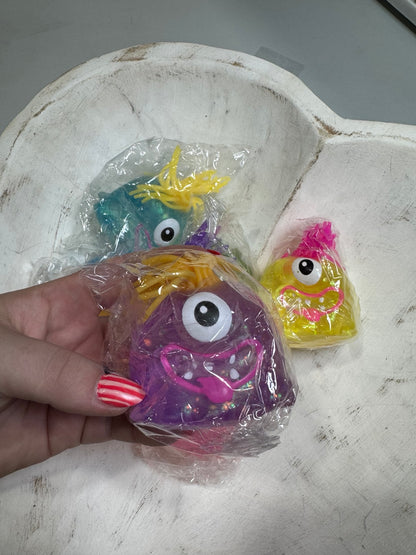 One-Eyed Glitter Monster Squeeze Toy | Colorful Sensory Fidget Monster