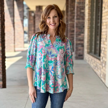 Dear Scarlett Smock Sleeve Solid Lizzy Top