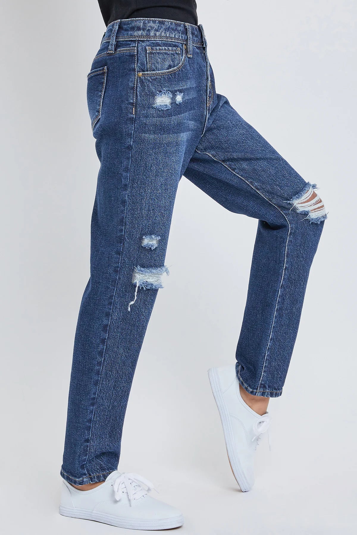 GIRLS SELENA EXPOSED BUTTON STRAIGHT LEG HYBRID JEAN YMI