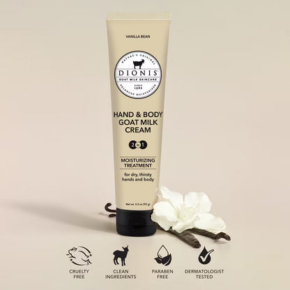 Dionis Goat Milk Hand & Body Cream Vanilla Bean, 3.3 oz.