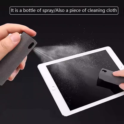 Touch screen cleanser spray with microfiber cloth