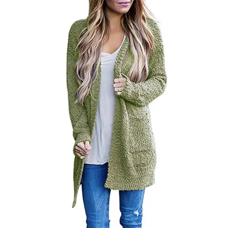 Long Sleeve Solid Color Popcorn Cardigan