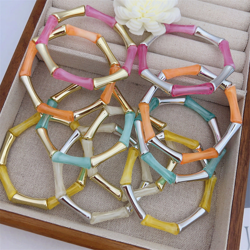 Coastal Pop Tube Bangle Bracelet – Colorful Stretch Stackable Bracelet