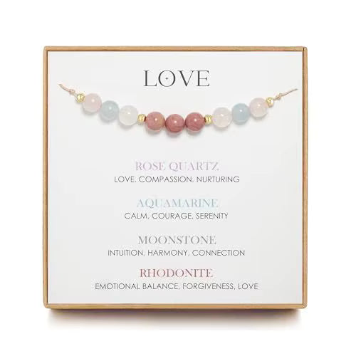Healing Natural Stone Crystal Bracelet – Adjustable Beaded Energy Bracelet for Women