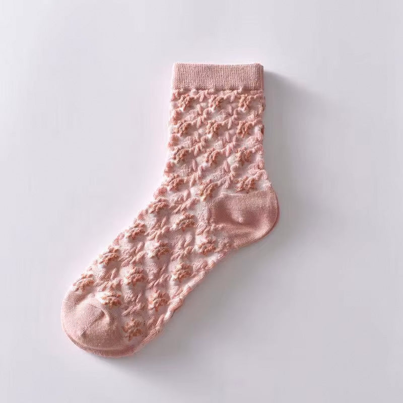Girly pink socks with soft floral ruffles – Petal Posh