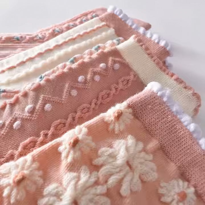 Girly pink socks with soft floral ruffles – Petal Posh