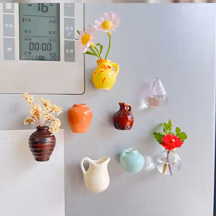 Mini Vase Magnets | Adorable Mini Ceramic or Glass Bud Vase Fridge Magnets
