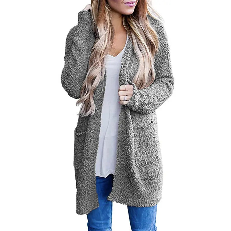 Long Sleeve Solid Color Popcorn Cardigan