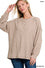 Zenana Ribbed Brushed Hacci Melange Henley Sweater