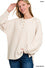 Zenana Ribbed Brushed Hacci Melange Henley Sweater