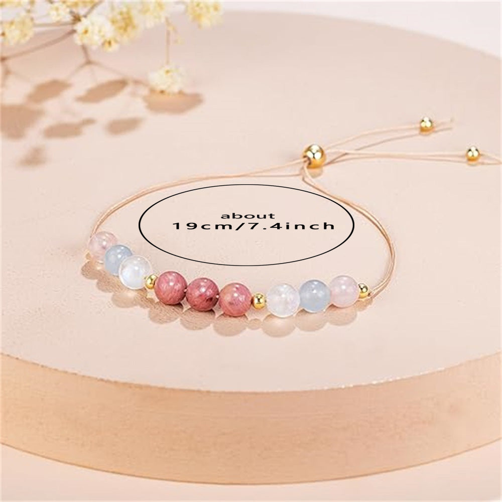 Healing Natural Stone Crystal Bracelet – Adjustable Beaded Energy Bracelet for Women