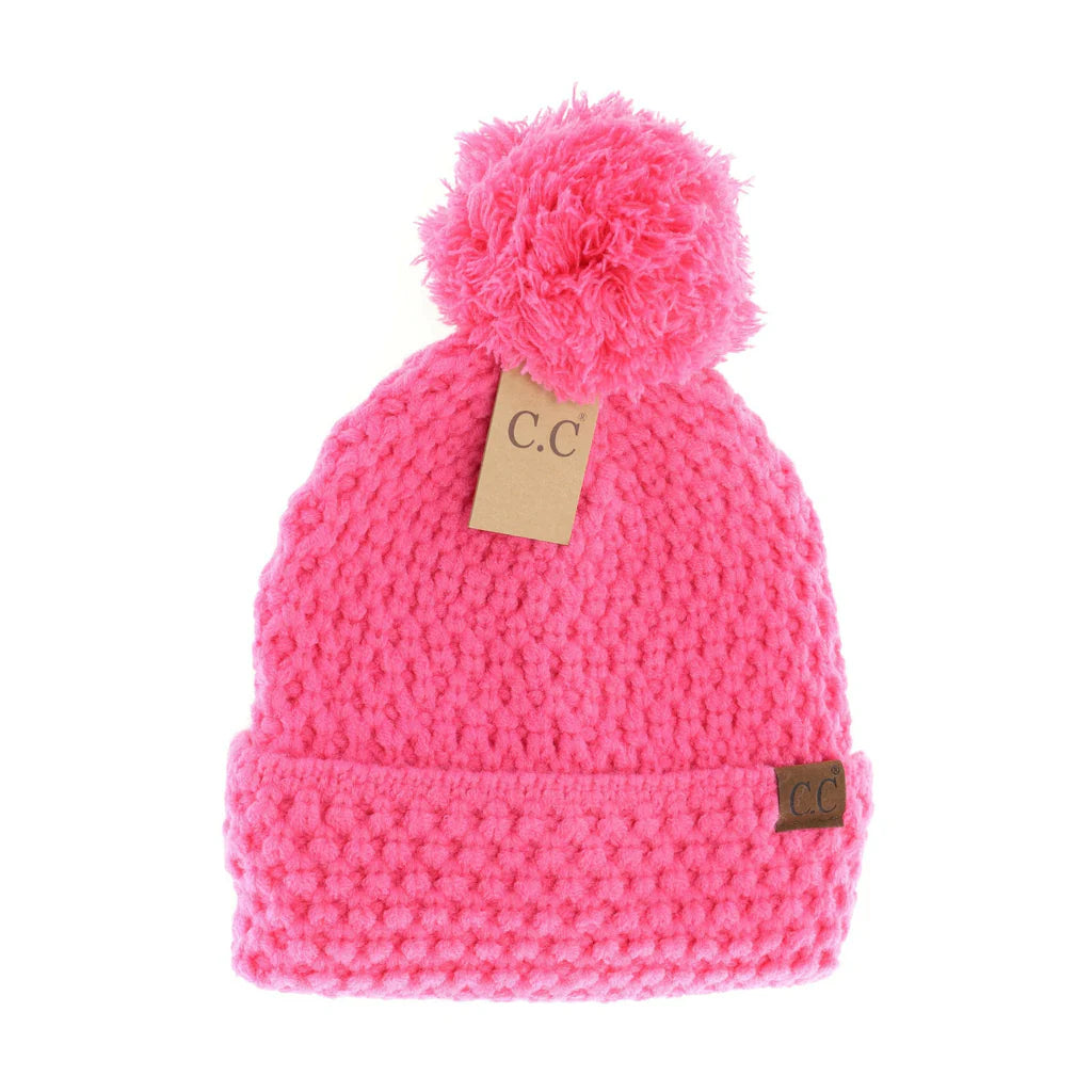 Bee Stitch Knit Pom C.C Beanie HAT3841