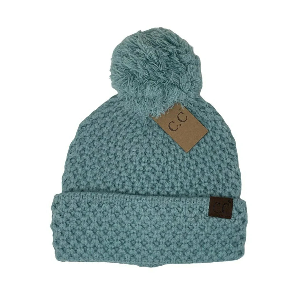 Bee Stitch Knit Pom C.C Beanie HAT3841