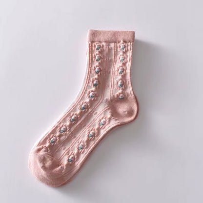 Girly pink socks with soft floral ruffles – Petal Posh