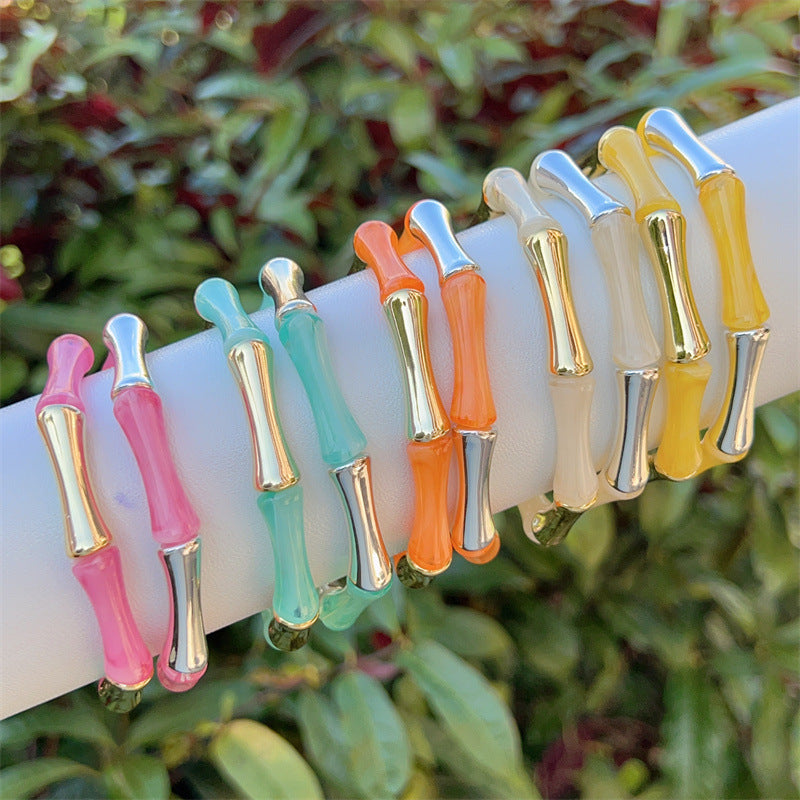 Coastal Pop Tube Bangle Bracelet – Colorful Stretch Stackable Bracelet