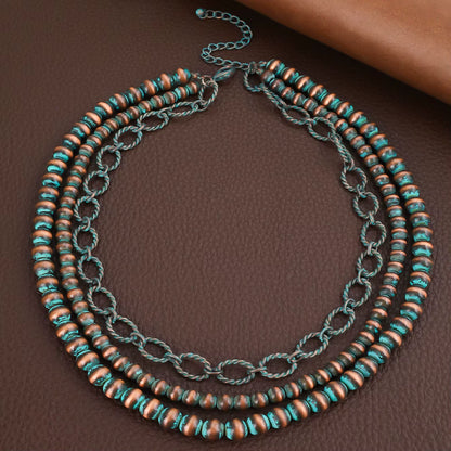 Desert Bloom Layered Bead Necklace – Vintage Inspired Statement Jewelry