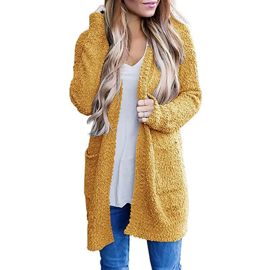 Long Sleeve Solid Color Popcorn Cardigan