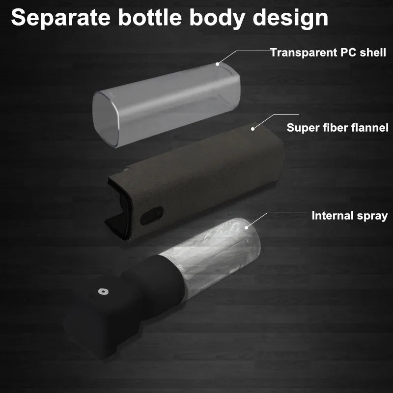 Touch screen cleanser spray with microfiber cloth