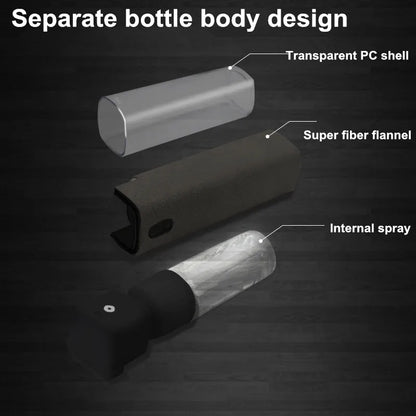 Touch screen cleanser spray with microfiber cloth