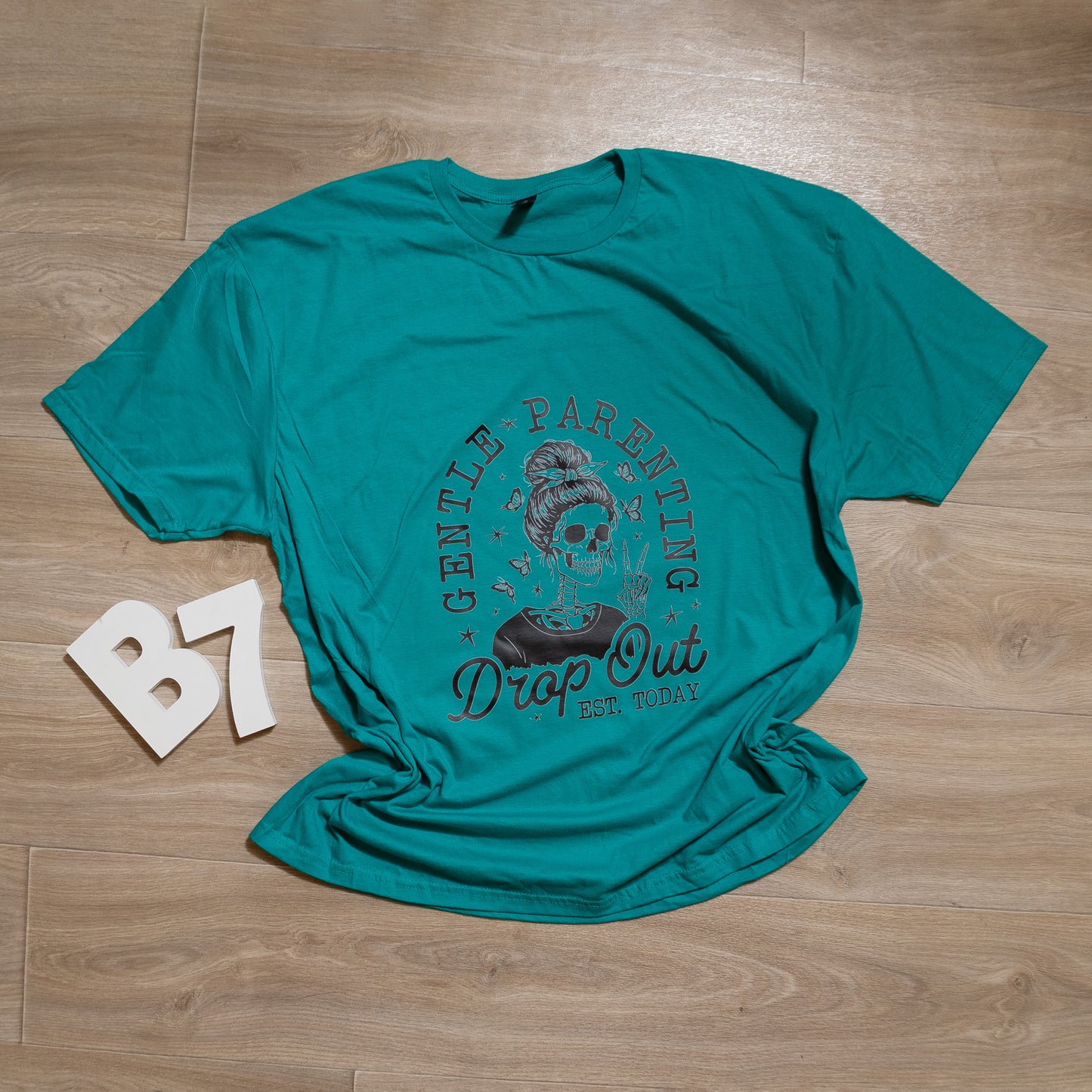 Gentle Parenting Dropout Graphic Tee – Funny Mom Shirt, Skull Messy Bun T-Shirt