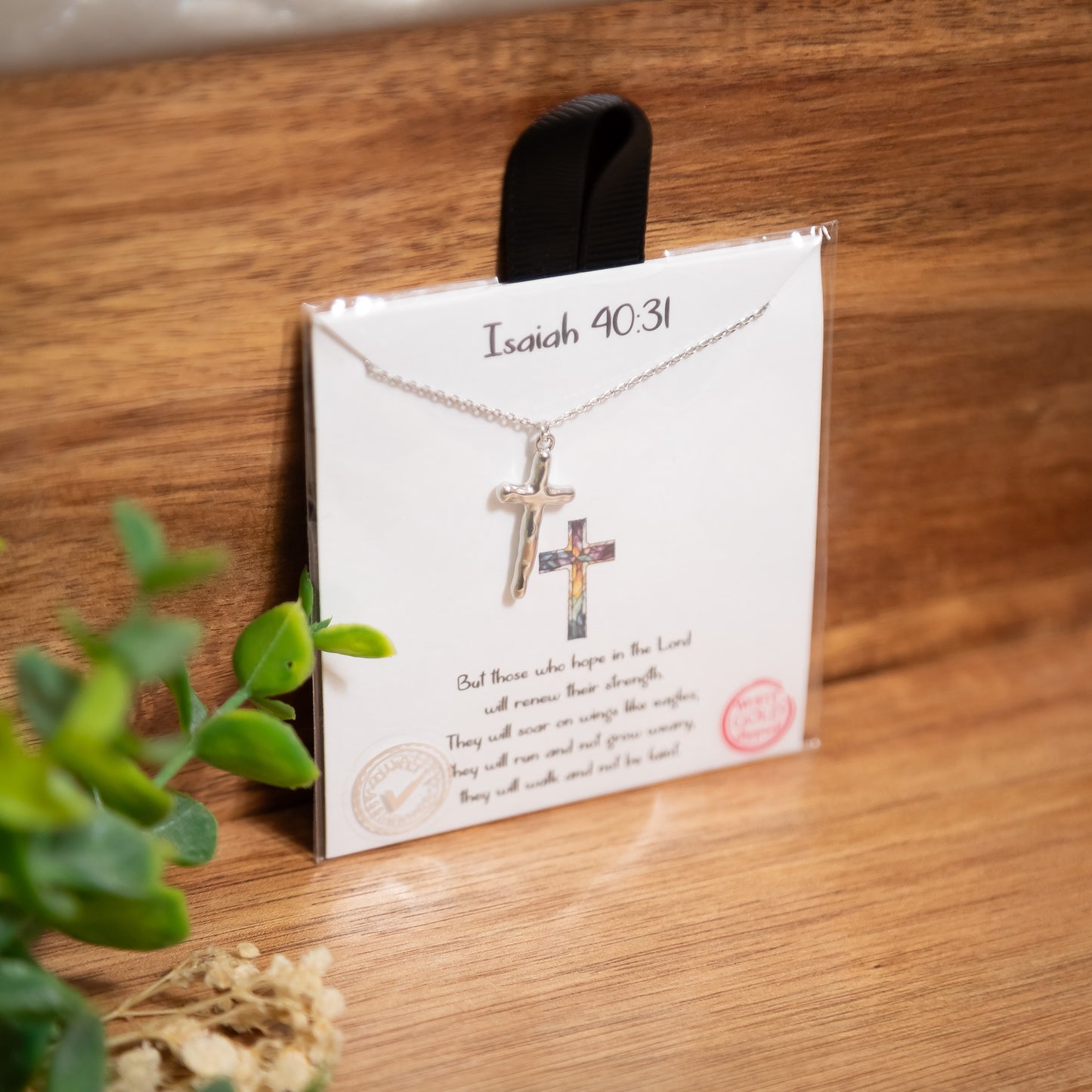 Isaiah 40:31 Faith Cross Necklace