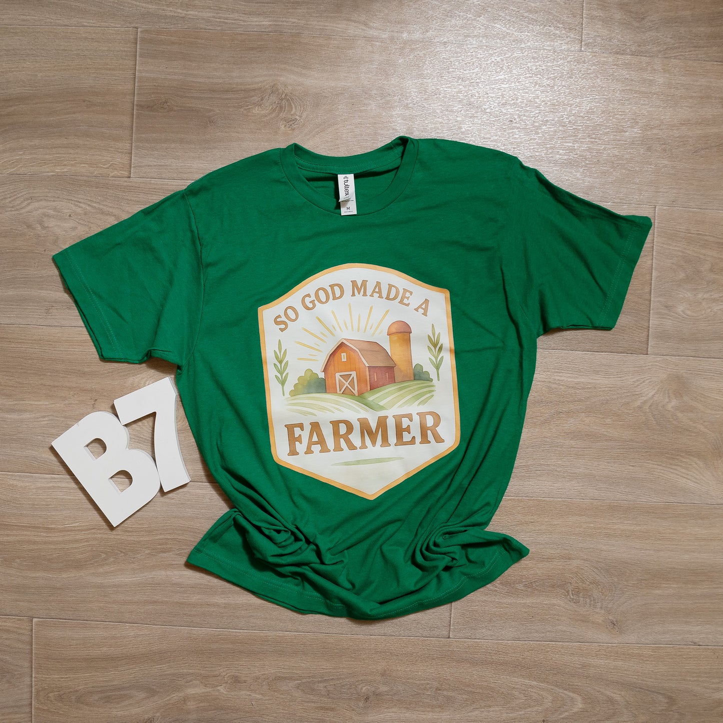 So God Made a Farmer Graphic Tee – Christian Faith Farming Shirt