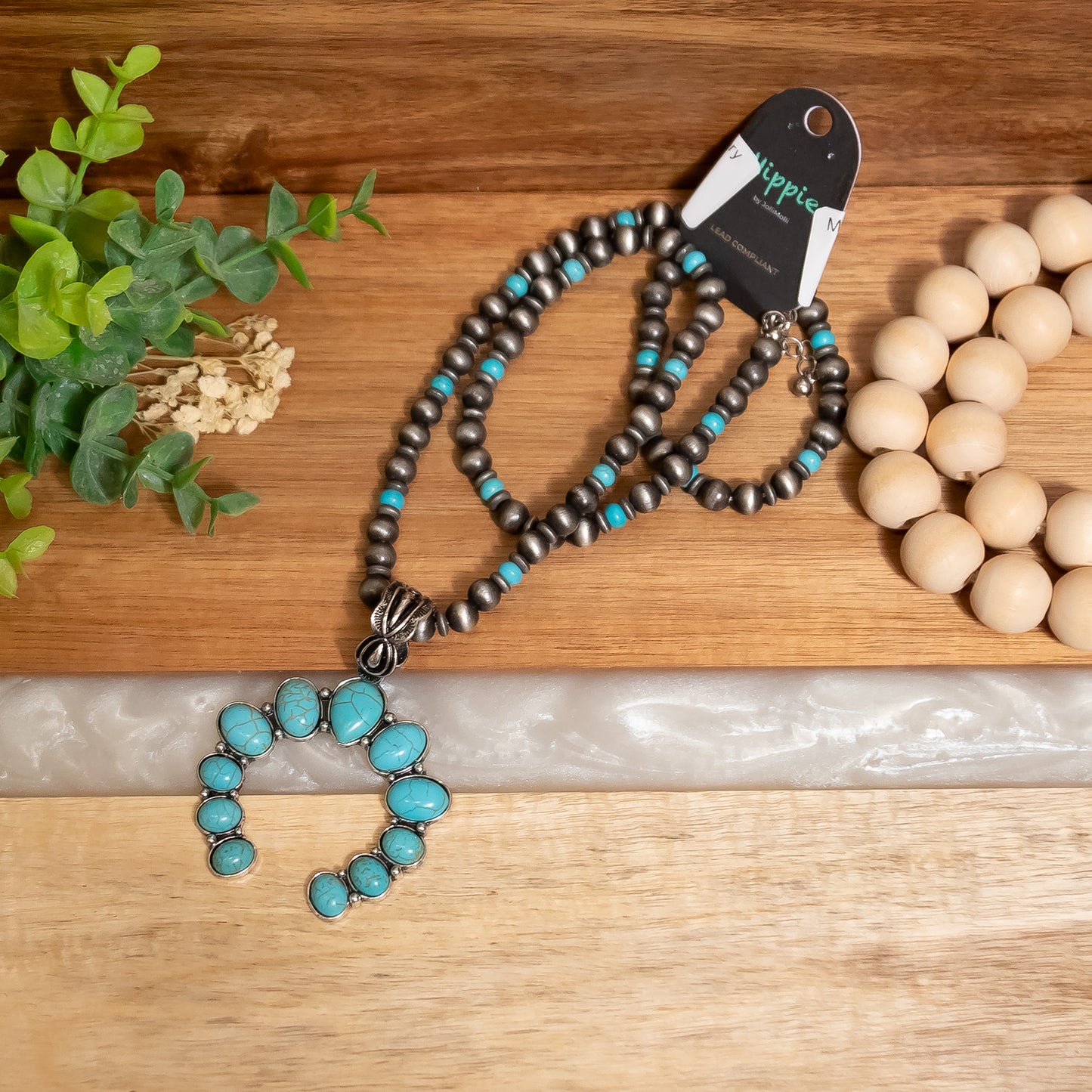 Turquoise Trails Squash Blossom Necklace