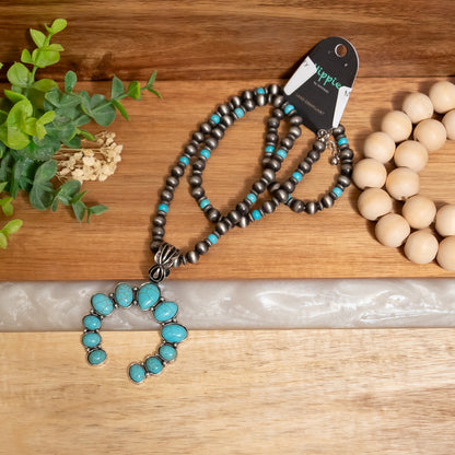 Turquoise Trails Squash Blossom Necklace