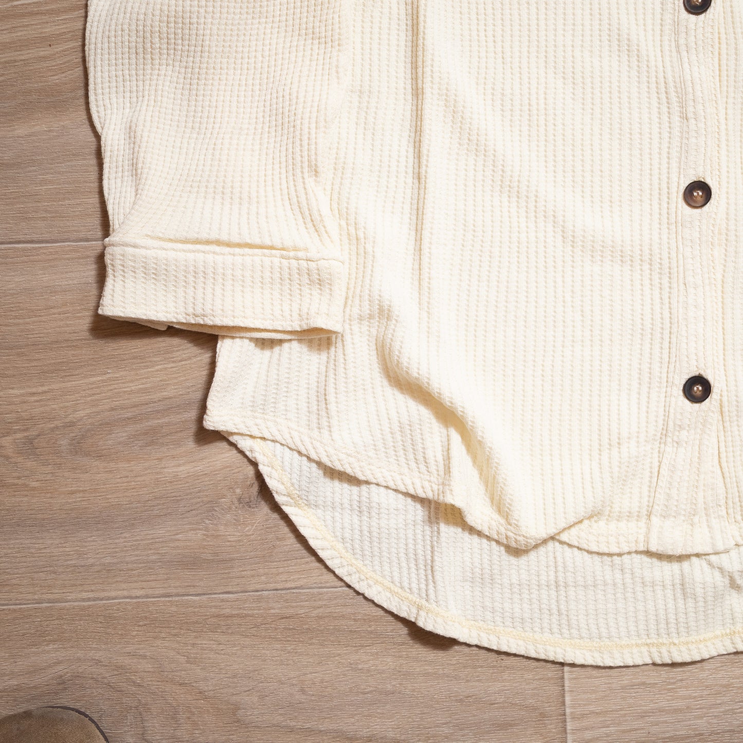 Oversized Mineral Washed Waffle Button-Up Shacket – Soft & Relaxed Women’s Layering Jacket