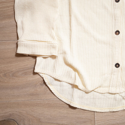 Oversized Mineral Washed Waffle Button-Up Shacket – Soft & Relaxed Women’s Layering Jacket