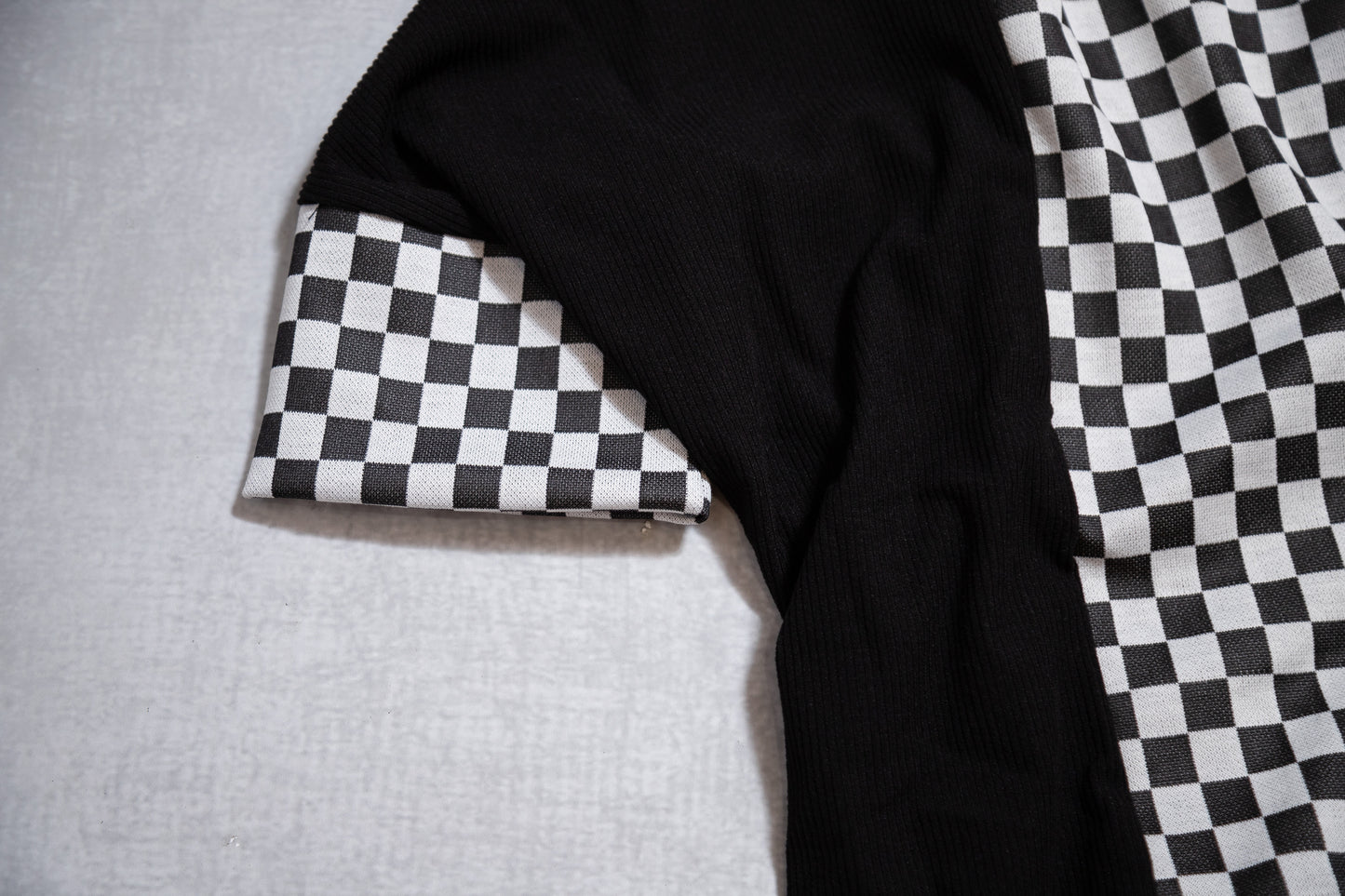 Oversized Checkerboard Block Tee – Black/White or Brown/Taupe (S–3X)